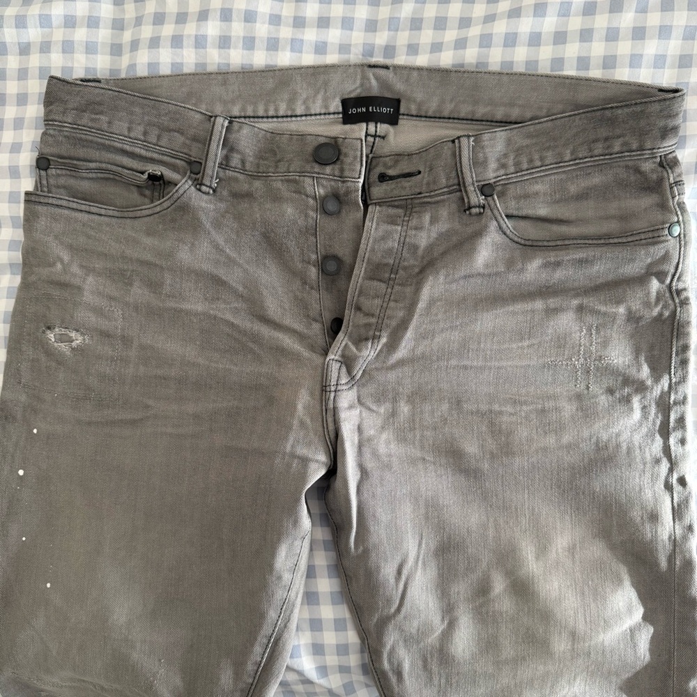 John Elliott Distressed Gray Skinny Jeans - Picture 2 of 4